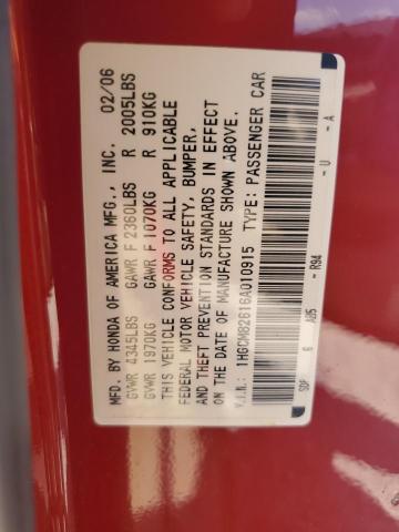 1HGCM82616A010915 - 2006 HONDA ACCORD EX RED photo 12