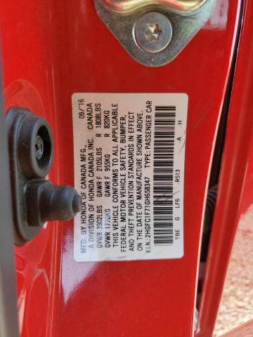 2HGFC1F71GH658347 - 2016 HONDA CIVIC EXL 红色 照片 12