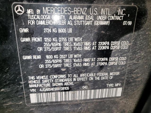 4JGAB54E9XA138105 - 1999 MERCEDES-BENZ ML 320 黑色 照片 13