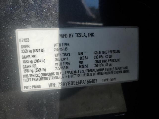 7SAYGDEE5PA155407 - 2023 TESLA MODEL Y BLUE photo 12