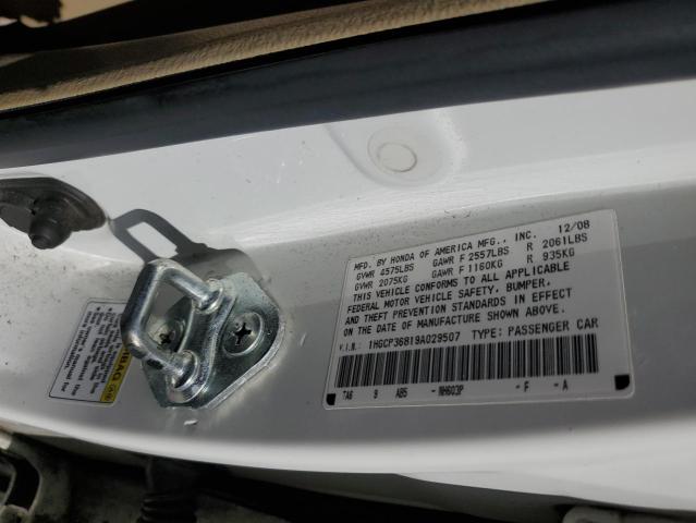 1HGCP36819A029507 - 2009 HONDA ACCORD EXL WHITE photo 12