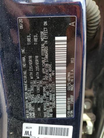 5TDGZRBH8LS035561 - 2020 TOYOTA HIGHLANDER XLE BLUE photo 14