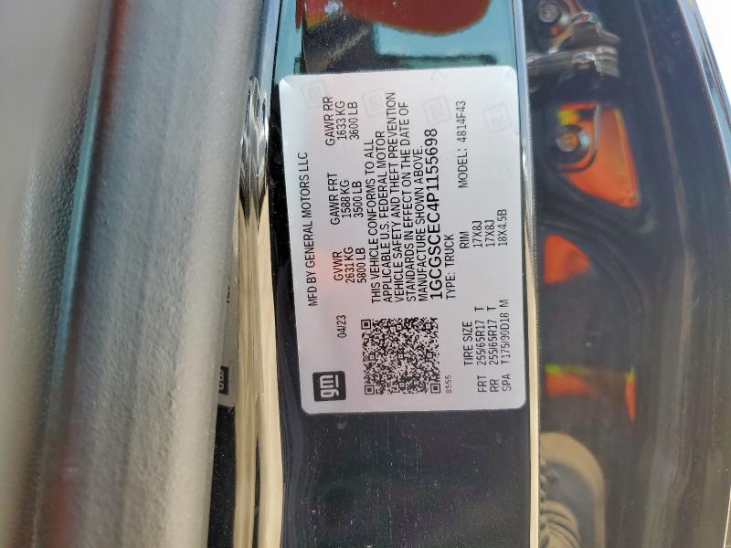 1GCGSCEC4P1155698 - 2023 CHEVROLET COLORADO LT BLACK photo 12