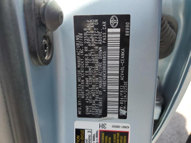 4T4BE46K39R089855 - 2009 TOYOTA CAMRY BASE BLUE photo 13