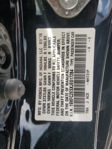 19XFC2E5XJE017284 - 2018 HONDA CIVIC LX BLACK photo 12