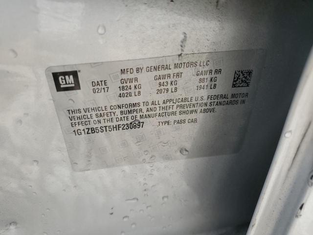 1G1ZB5ST5HF230897 - 2017 CHEVROLET MALIBU LS Күміс фото 12