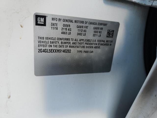 2G4GL5EXXH9146282 - 2017 BUICK REGAL SPORT TOURING WHITE photo 13