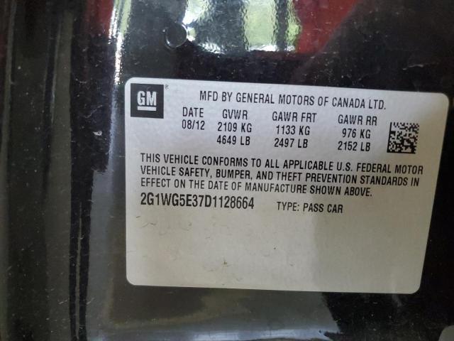 2G1WG5E37D1128664 - 2013 CHEVROLET IMPALA LT BLACK photo 12