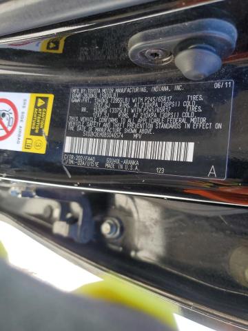 5TDZK3EH0BS046574 - 2011 TOYOTA HIGHLANDER BASE შავი ფოტო 12