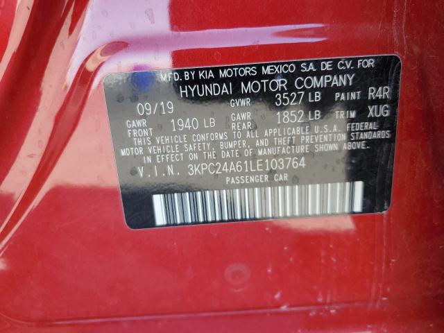 3KPC24A61LE103764 - 2020 HYUNDAI ACCENT SE RED photo 12