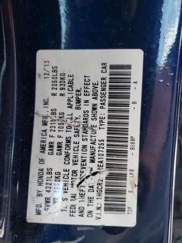 1HGCR2F89EA107255 - 2014 HONDA ACCORD EXL BLUE photo 12