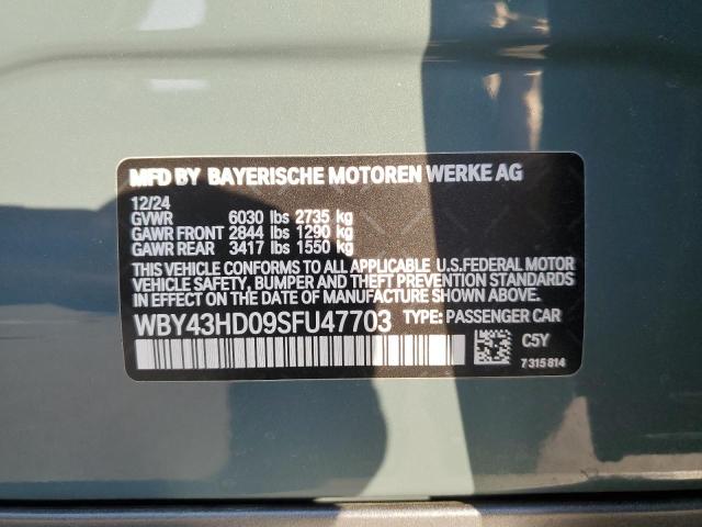 WBY43HD09SFU47703 - 2025 BMW I4 XDRIVE 40 TEAL photo 12