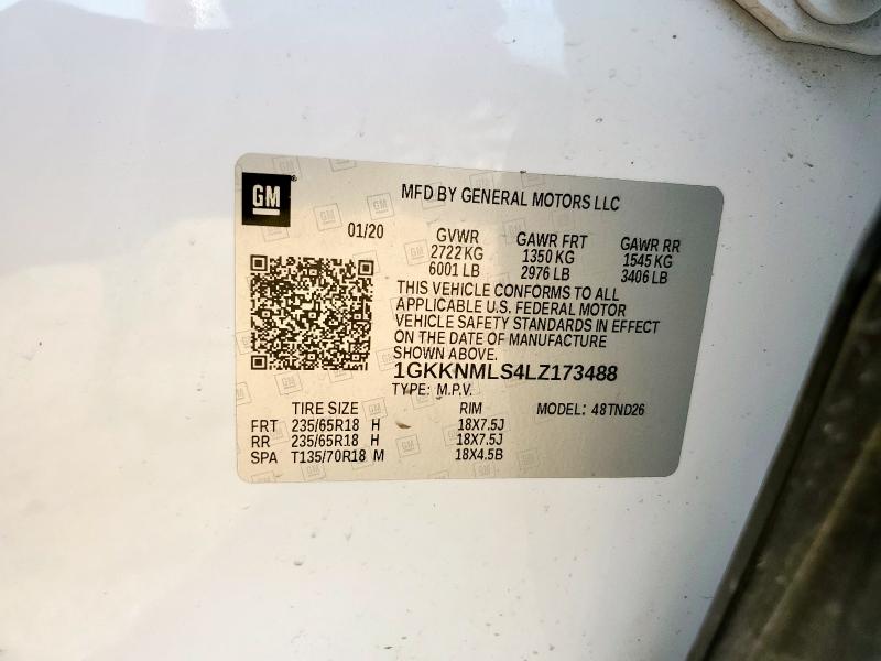 1GKKNMLS4LZ173488 - 2020 GMC ACADIA SLT أبيض صورة 13