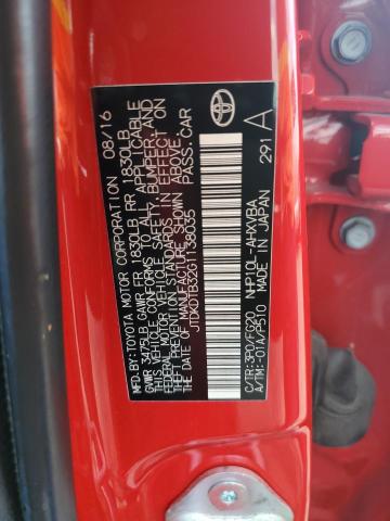 JTDKDTB32G1138035 - 2016 TOYOTA PRIUS C RED photo 12