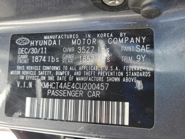 KMHCT4AE4CU200457 - 2012 HYUNDAI ACCENT GLS GRAY photo 12
