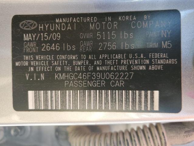 KMHGC46F39U062227 - 2009 HYUNDAI GENESIS 4.6L GRAY photo 12