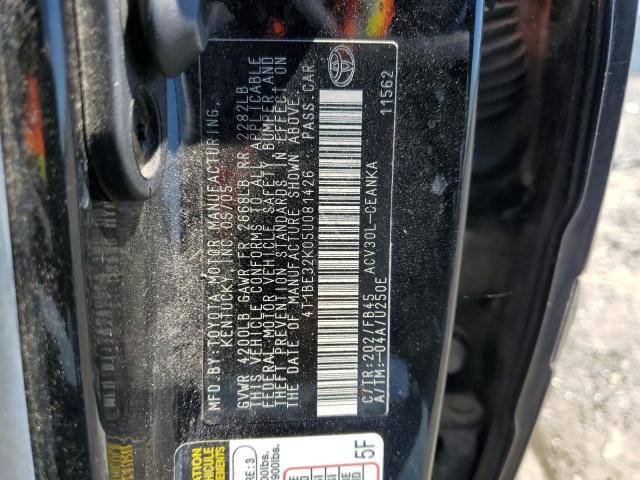 4T1BE32K05U081426 - 2005 TOYOTA CAMRY LE BLACK photo 12