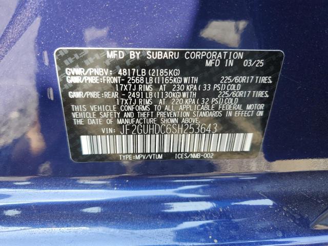 JF2GUHDC6SH253643 - 2025 SUBARU CROSSTREK PREMIUM BLUE photo 14