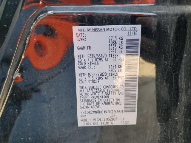 5N1DR2MN8HC640598 - 2017 NISSAN PATHFINDER S BLACK photo 14