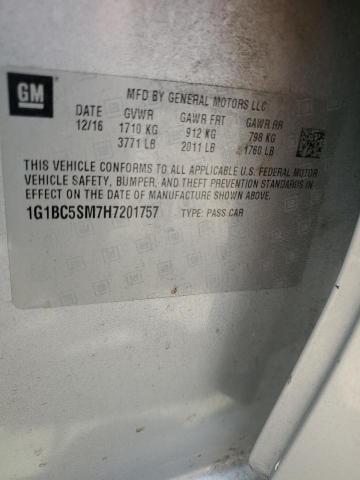 1G1BC5SM7H7201757 - 2017 CHEVROLET CRUZE LS SILVER photo 13