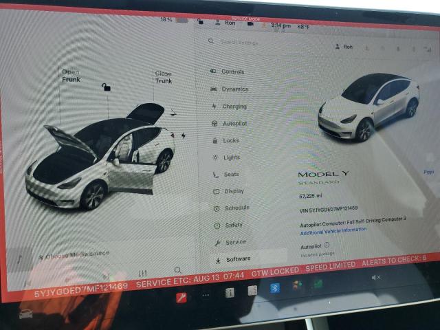 5YJYGDED7MF121469 - 2021 TESLA MODEL Y Ақ фото 9