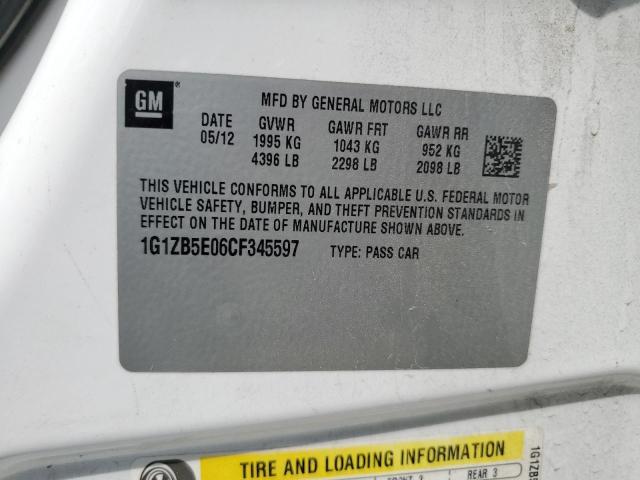 1G1ZB5E06CF345597 - 2012 CHEVROLET MALIBU LS أبيض صورة 12