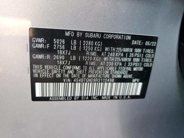 4S4BTGND9R3112498 - 2024 SUBARU OUTBACK LIMITED SILVER photo 13