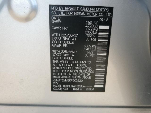 KNMAT2MV8KP503220 - 2019 NISSAN ROGUE S 银色 照片 14