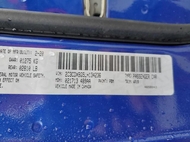 2C3CDXBG5LH134236 - 2020 DODGE CHARGER SXT BLUE photo 13