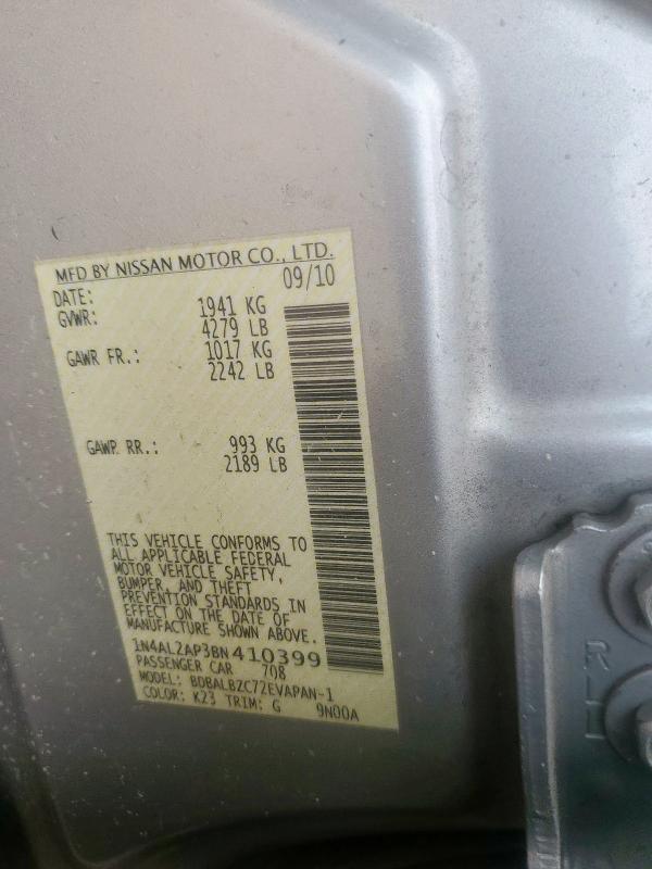 1N4AL2AP3BN410399 - 2011 NISSAN ALTIMA BASE 银色 照片 13