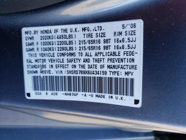 SHSRD789X6U434159 - 2006 HONDA CR-V SE GRAY photo 13