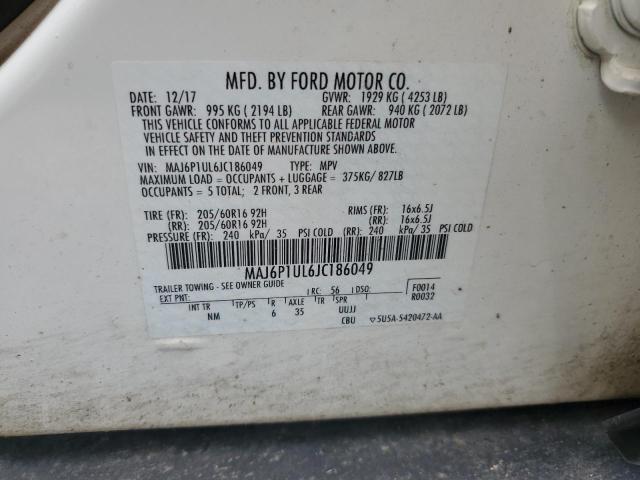 MAJ6P1UL6JC186049 - 2018 FORD ECOSPORT SE Biały zdjęcie 13