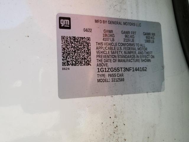 1G1ZG5ST3NF144162 - 2022 CHEVROLET MALIBU RS WHITE photo 13