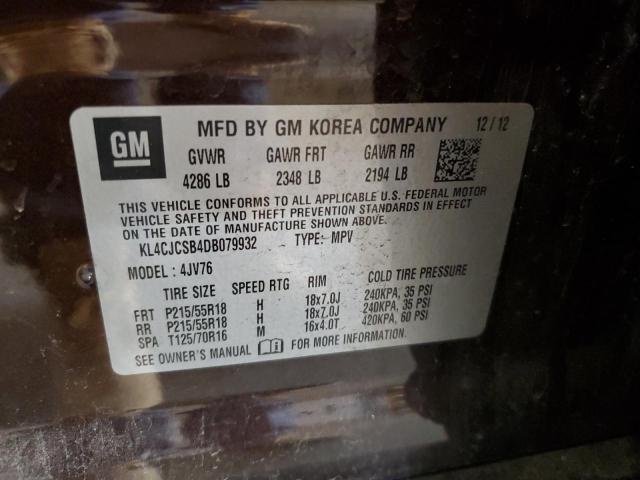 KL4CJCSB4DB079932 - 2013 BUICK ENCORE BROWN photo 13