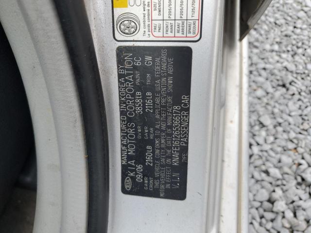 KNAFE161265366178 - 2006 KIA SPECTRA5 SILVER photo 12