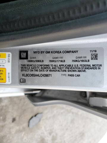 KL8CD6SA4LC439871 - 2020 CHEVROLET SPARK 1LT ვერცხლისფერი ფოტო 12