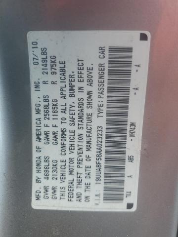 19UUA8F58AA023233 - 2010 ACURA TL SILVER photo 13