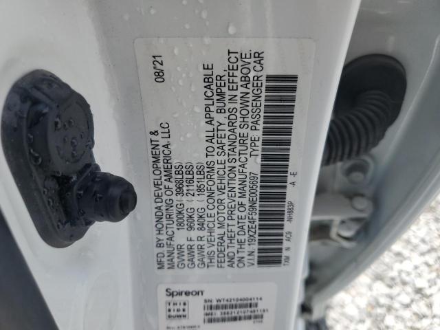 19XZE4F59NE005697 - 2022 HONDA INSIGHT EX WHITE photo 12
