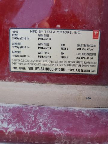 5YJSA1BC0DFP10901 - 2013 TESLA MODEL S RED photo 12