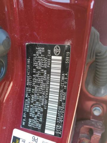 4T1BF1FKXHU790364 - 2017 TOYOTA CAMRY LE 栗色 照片 13