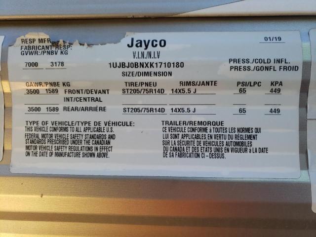 1UJBJ0BNXK1710180 - 2019 JAYCO JAY FLIGHT WHITE photo 10