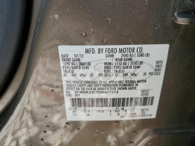 2FMDK3JC7DBA77373 - 2013 FORD EDGE SEL GRAY photo 13