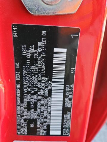 5TFUW5F14BX199335 - 2011 TOYOTA TUNDRA DOUBLE CAB SR5 RED photo 12