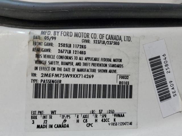 2MEFM75W9XX714269 - 1999 MERCURY GRAND MARQUIS LS 白色 照片 12