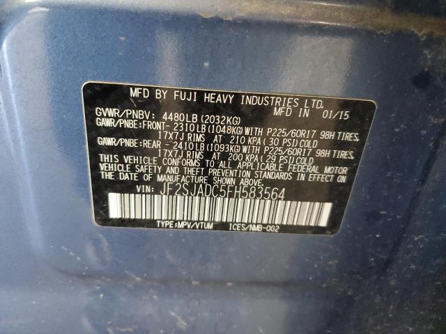 JF2SJADC5FH583564 - 2015 SUBARU FORESTER 2.5I PREMIUM BLUE photo 12