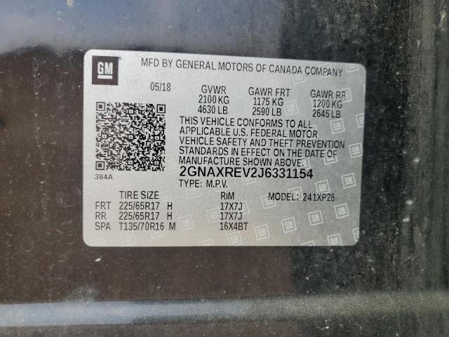 2GNAXREV2J6331154 - 2018 CHEVROLET EQUINOX LS 黑色 照片 12