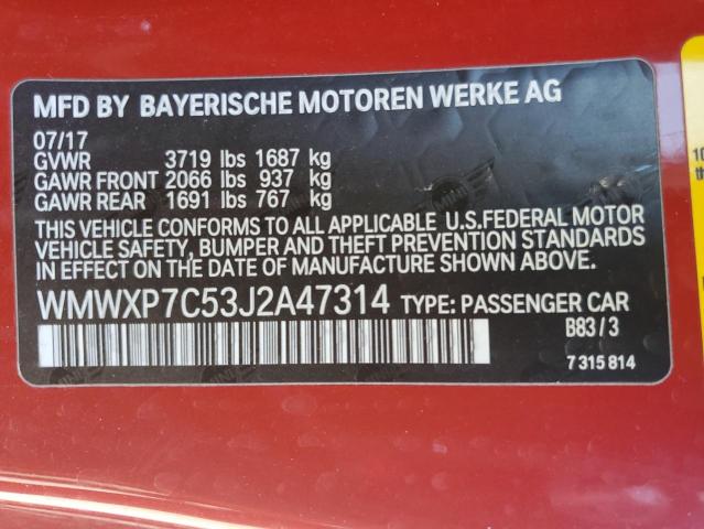 WMWXP7C53J2A47314 - 2018 MINI COOPER S 红色 照片 12
