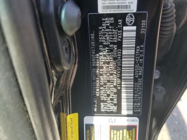 4T1BF1FK9FU034893 - 2015 TOYOTA CAMRY LE BLACK photo 12