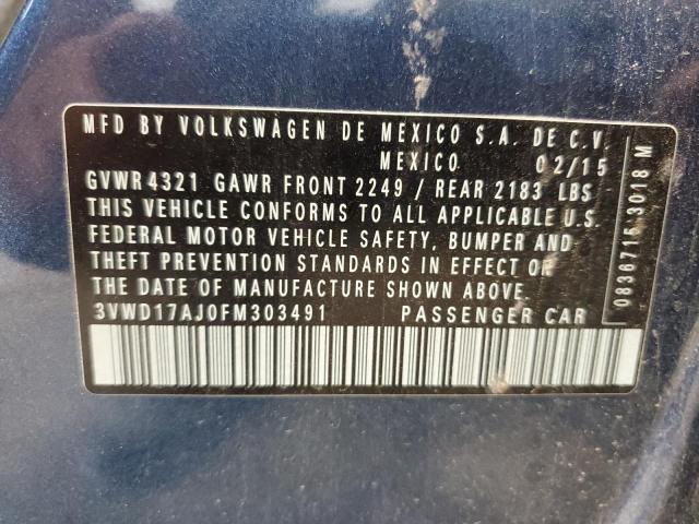 3VWD17AJ0FM303491 - 2015 VOLKSWAGEN JETTA SE 蓝色 照片 12