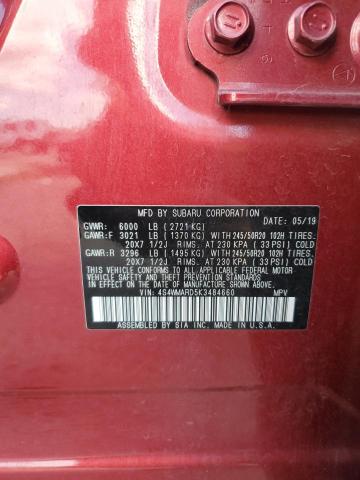 4S4WMARD5K3484660 - 2019 SUBARU ASCENT TOURING წითელი ფოტო 13